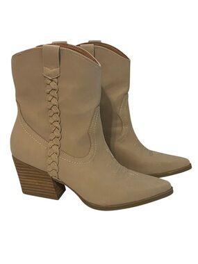 Dolce Vita Koolson Western Cowboy Boots Pull On Stacked Heel Women's US 8 Tan